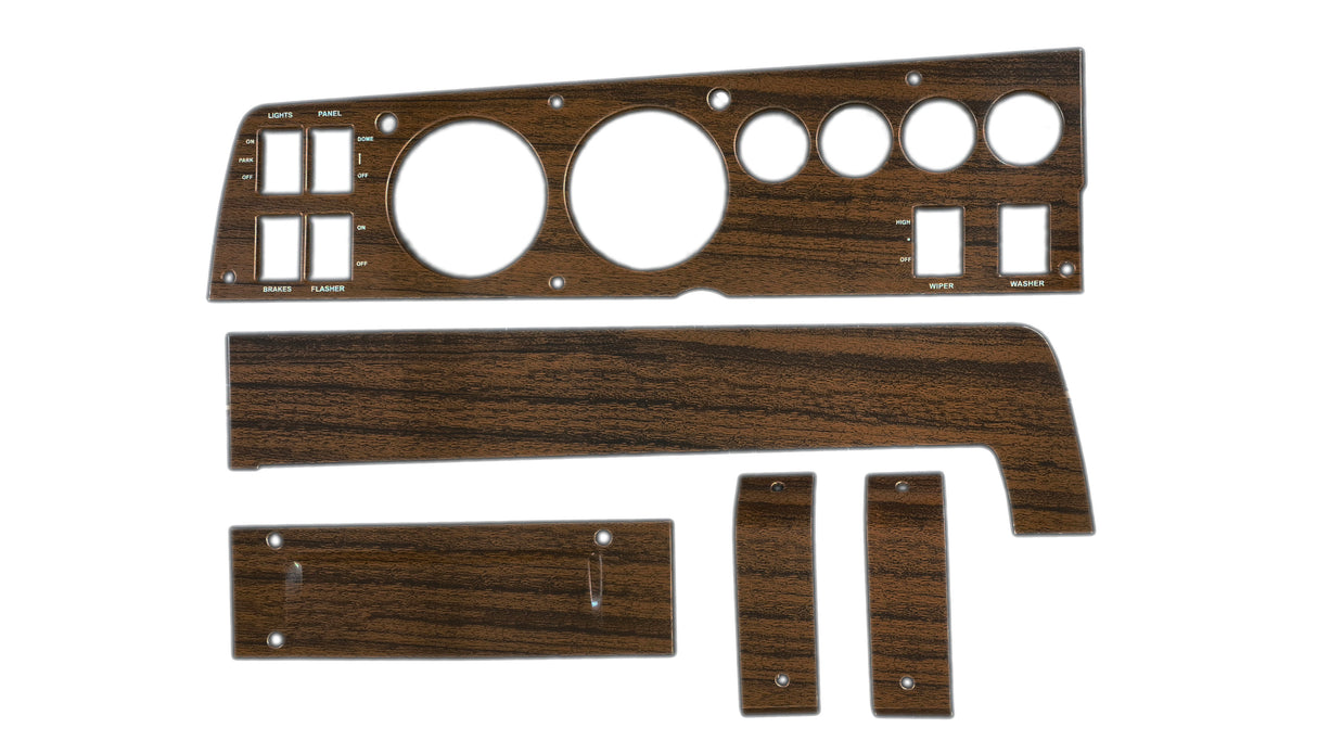 141W-RDSET Mopar 1969 B-body Woodgrain Rallye Dash Bezel Kit (Radio Delete - no AC)