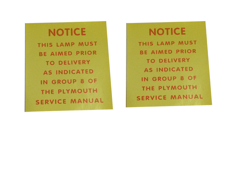 2209-DECAL Mopar 1970-71 Plymouth Cuda Road Lamp Notice Decal