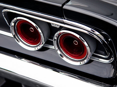 Mopar reproduction tail light bezels and lens assemblies. High quality chrome finishes