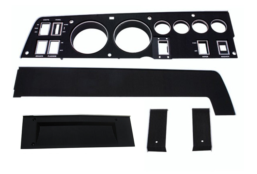 143-RDSET Mopar 1968 Dodge Charger Rallye Dash Bezel Kit Radio Delete - no AC