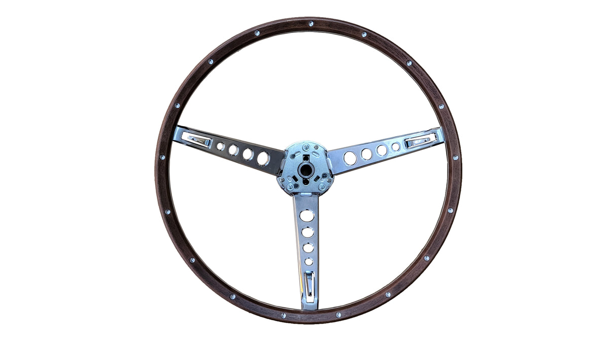 FM65-260W 1965-66 Ford Mustang Deluxe Woodgrain Steering Wheel (w/o Horn Button)