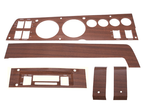 141W-SET Mopar 1969 B-body Woodgrain Rallye Dash Bezel Kit AM/FM - no AC