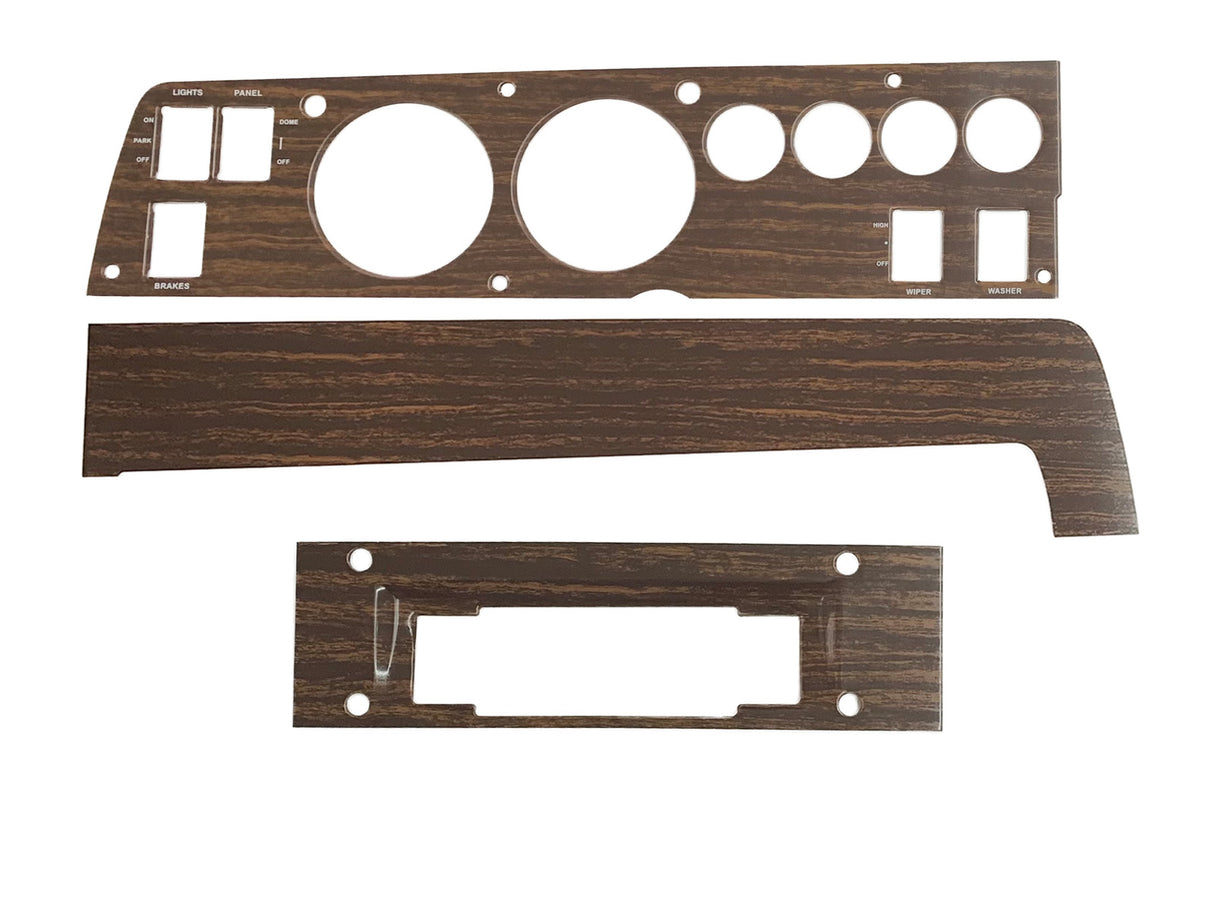 142W-8ACSET Mopar 1970 B-body Woodgrain Rallye Dash Bezel Kit 8 Track - with AC