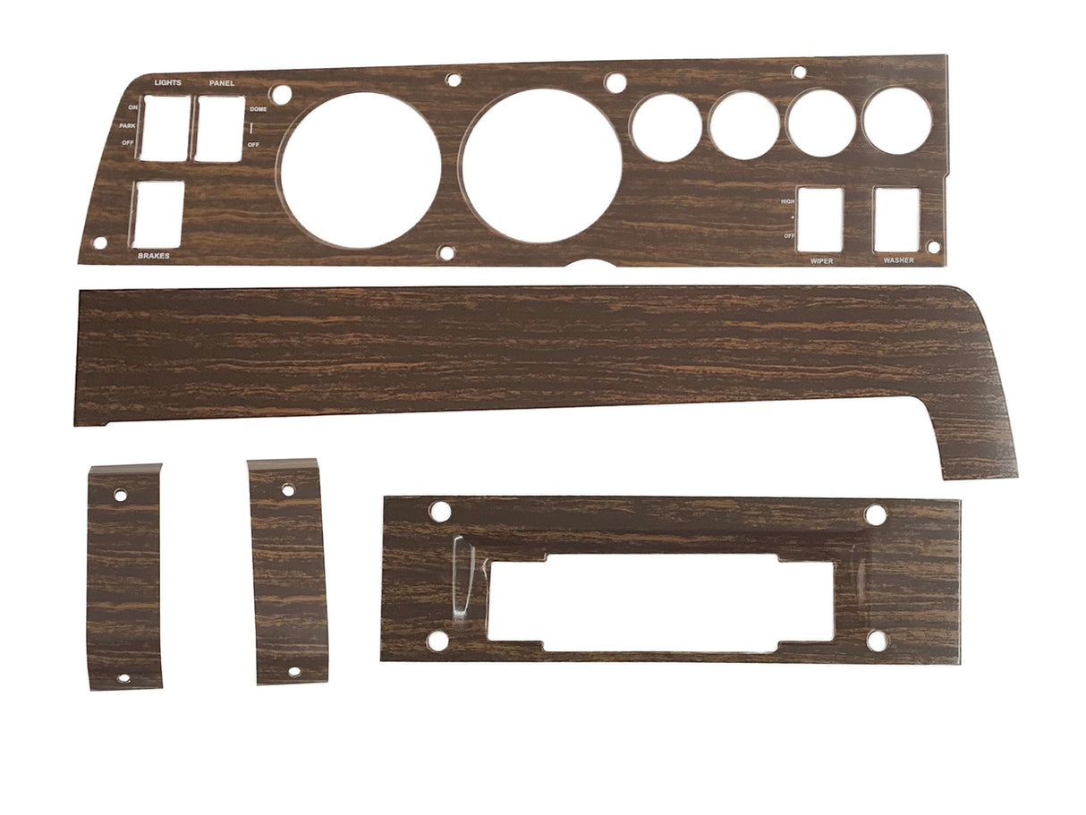 142W-8SET Mopar 1970 B-body Woodgrain Rallye Dash Bezel Kit 8 Track - no AC