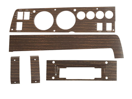 142W-8SET Mopar 1970 B-body Woodgrain Rallye Dash Bezel Kit 8 Track - no AC