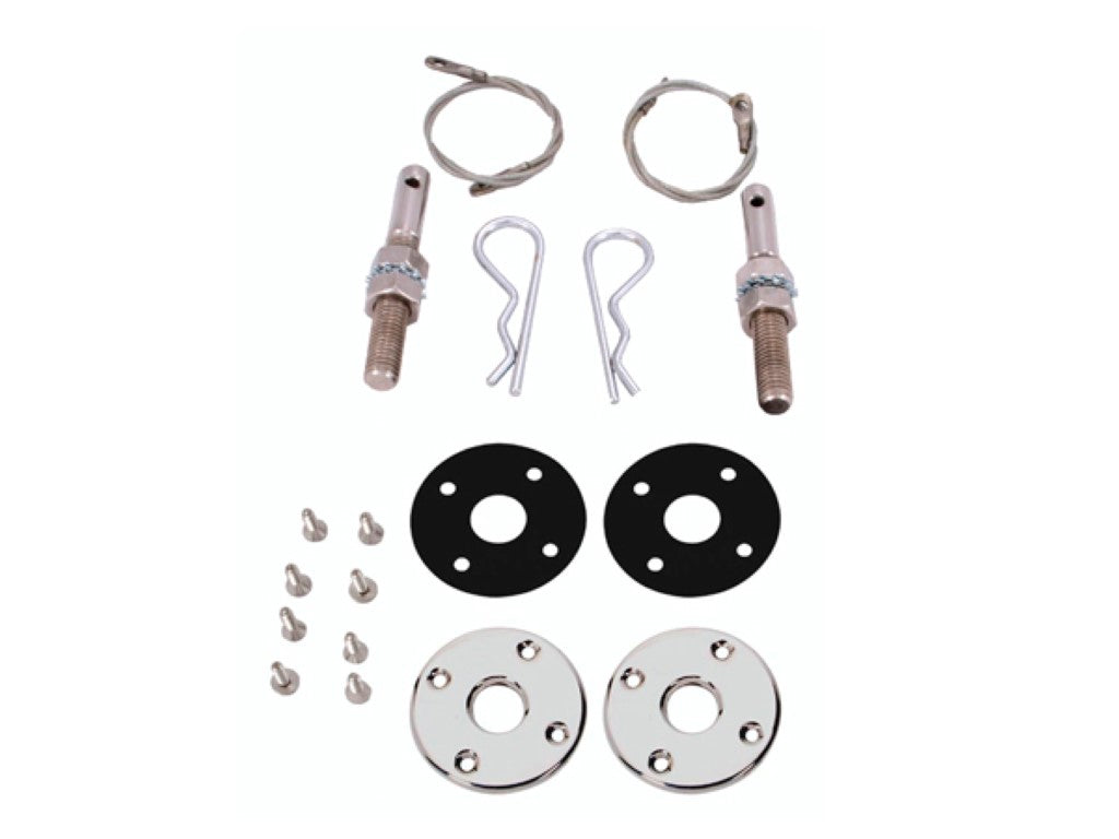 235-25KIT Mopar A,B,E-body Hood Pin Studs with 25" Lanyard Set